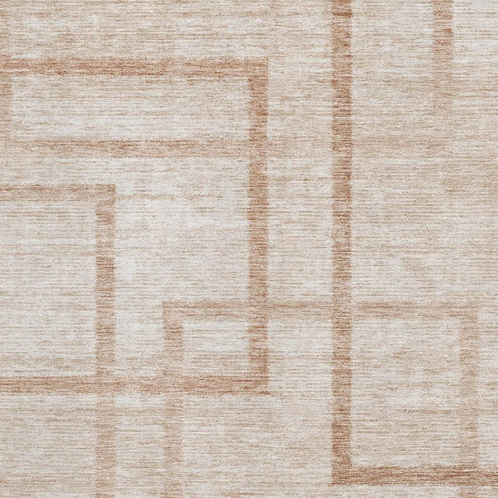 10' X 14' Geometric Washable Area Rug With UV Protection - Coral And Rust
