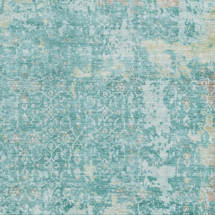 10' X 14' Oriental Washable Area Rug With UV Protection (700211) - Teal / Gray / Taupe