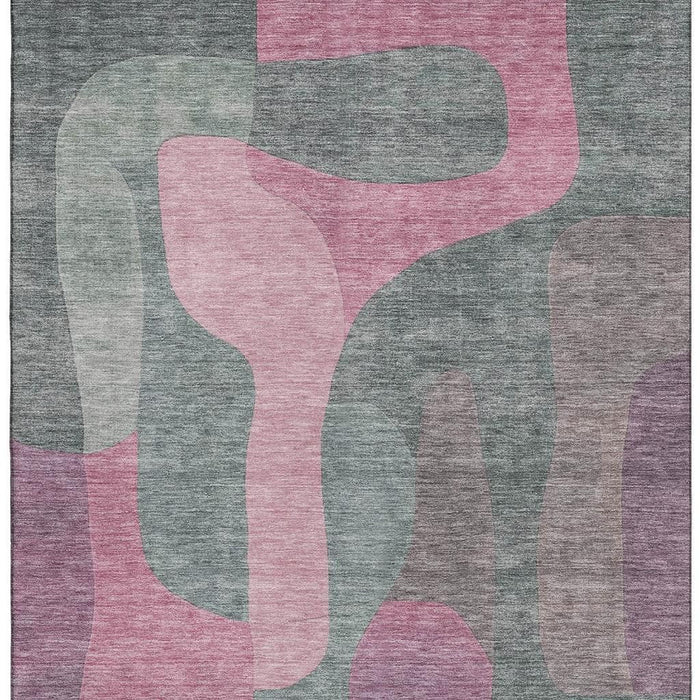 10' X 14' Abstract Washable Area Rug With UV Protection (706253) - Blush / Sage