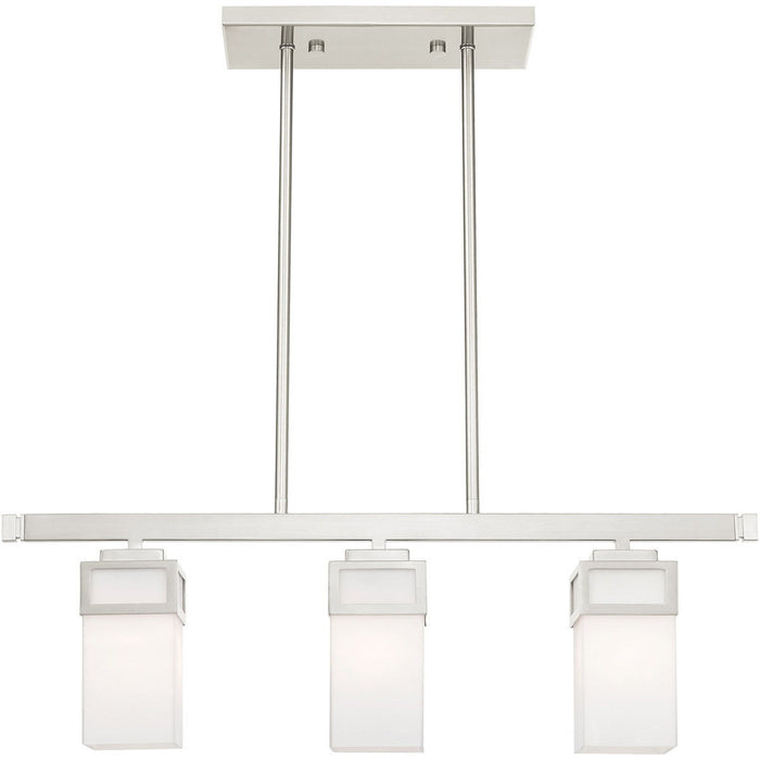 10" Three Light Dimmable Chandelier With Shades - Nickel