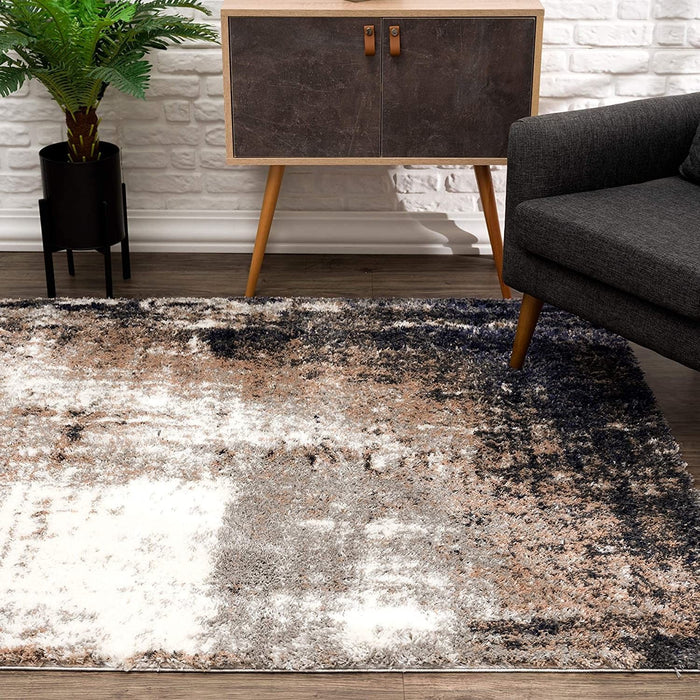 8' x 11' Retro Modern Area Rug - Ivory And Navy