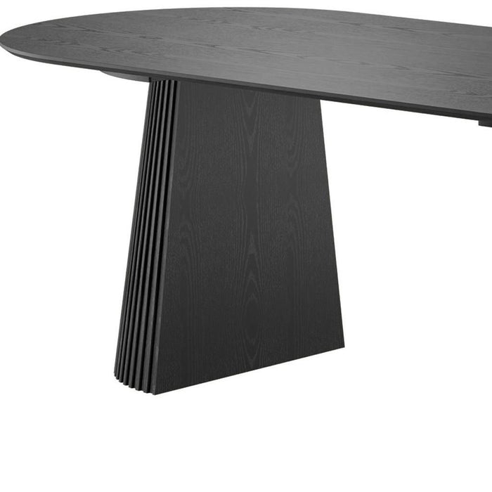 79" Wood Double Pedestal Base Oval Dining Room Table - Black