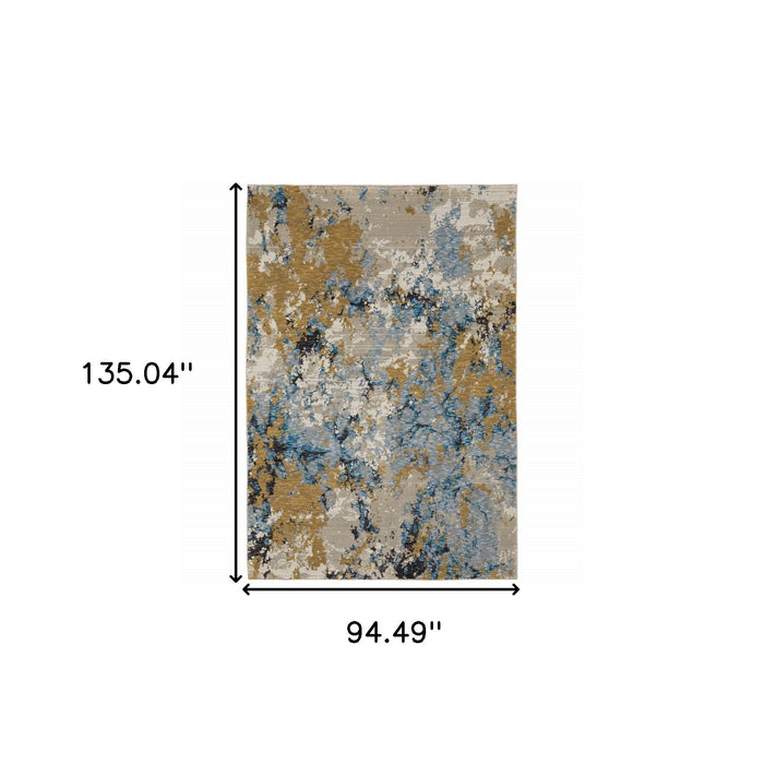 8' x 11' Abstract Power Loom Area Rug - Gray And Ivory