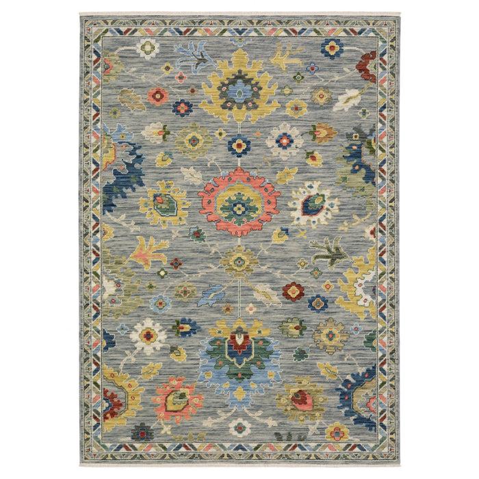 10' X 13' Traditional Oriental Area Rug With Fringe - Gray