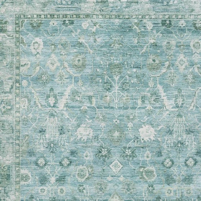 10' X 14' Oriental Washable Area Rug With UV Protection (700895) - Blue / Ivory