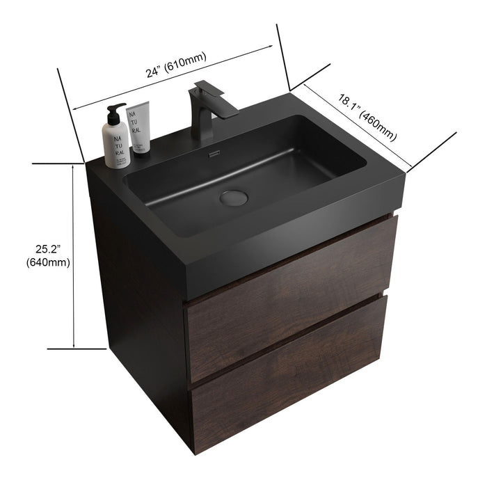 Giga Alice bathroom vanity wall-mounted with integrated sink and large storage cabinet, modern floating design for contemporary bathrooms