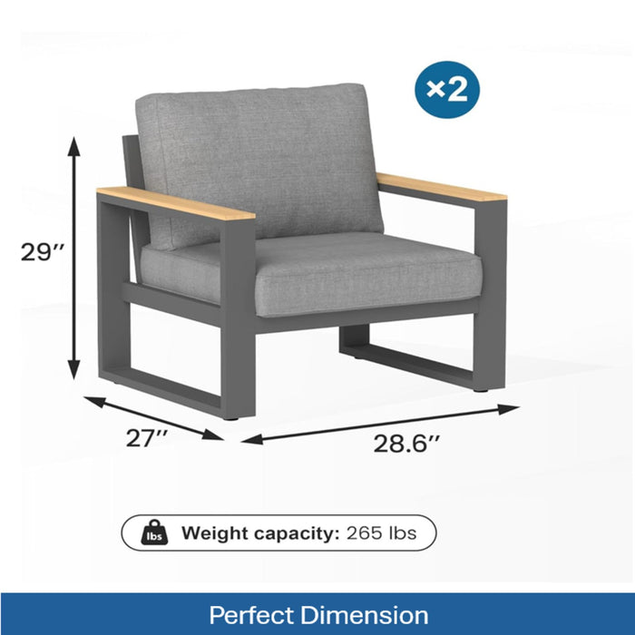 Giga all-weather patio armchair set with thick cushions, outdoor furniture for comfortable seating, set of two chairs.