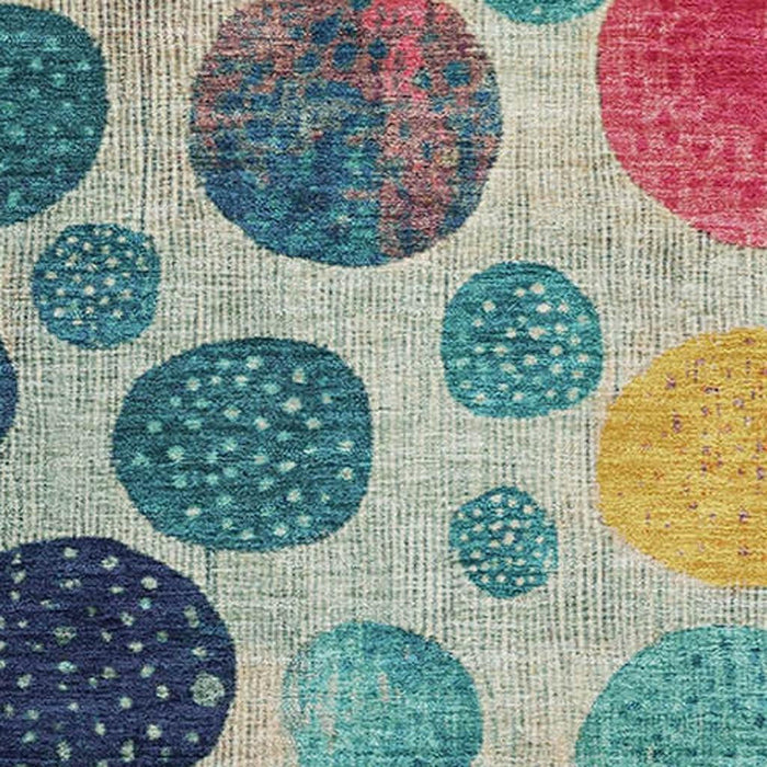 10' X 14' Geometric Washable Area Rug With UV Protection (707467) - Teal / Pink / Gold