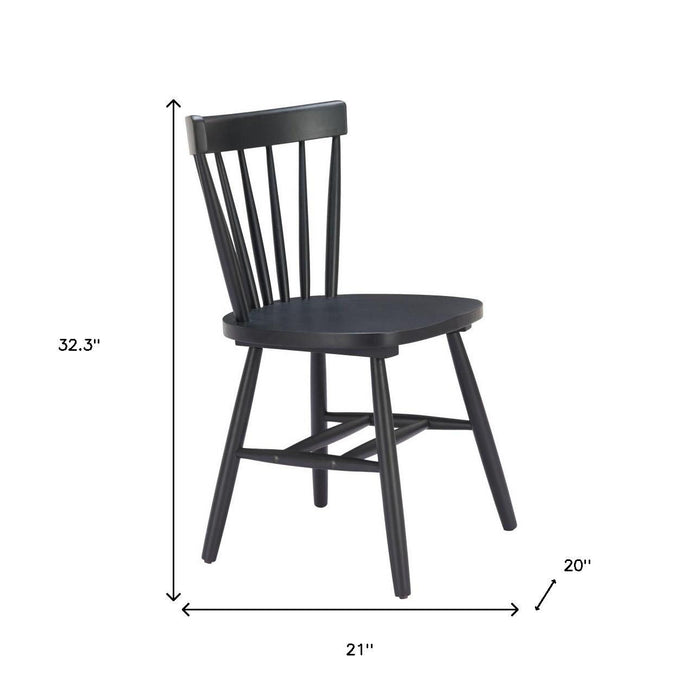 Solid Wood Slat Back Dining Side Chairs (Set of 2) - Black