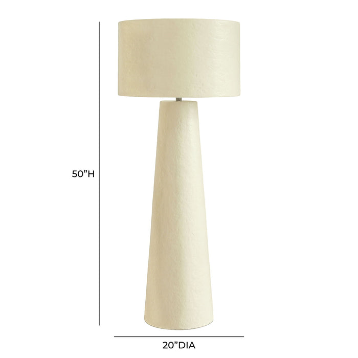 Yala - Papier Mache Floor Lamp - Cream