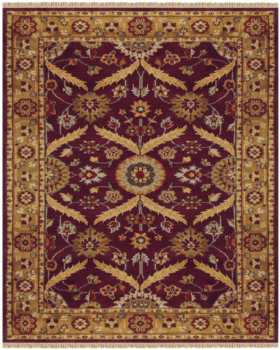 9' X 13' Wool Oriental Hand Knotted Area Rug With Fringe (744394) - Red / Gold