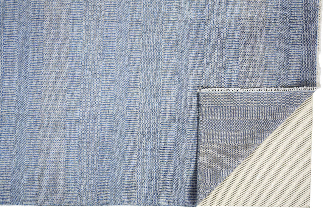 5' x 8' Wool Striped Hand Knotted Area Rug - Blue And Silver