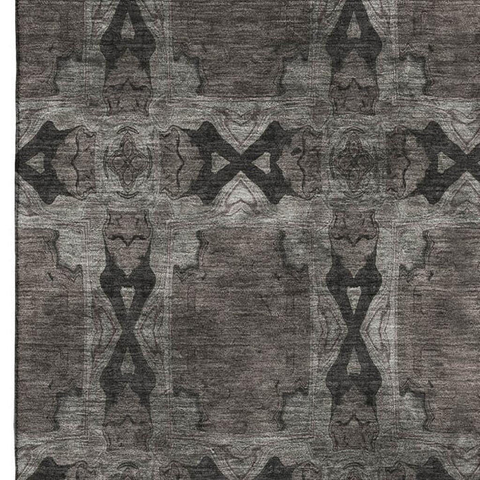 10' X 14' Floral Medallion Washable Area Rug With UV Protection (649486) - Gray / Charcoal
