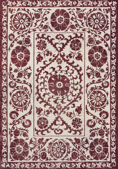 8' X 11' Tribal Washable Area Rug With UV Protection (610073) - Beige / Maroon