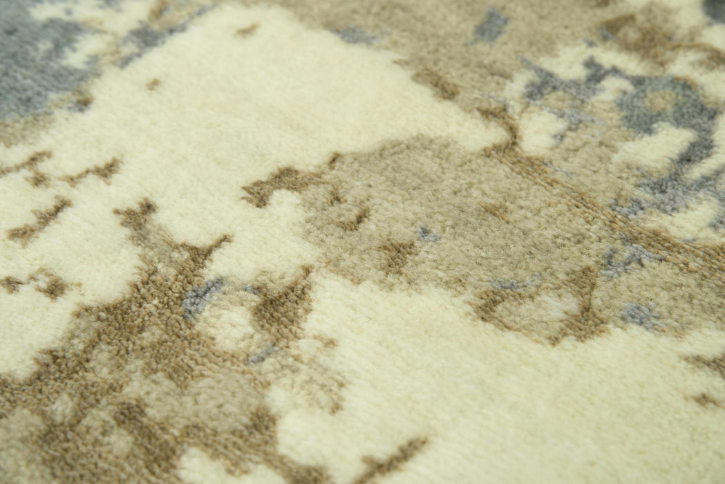 8' X 10' New Zealand Lambs Wool Abstract Hand Carved Handmade Area Rug (747563) - Beige / Gray / Ivory