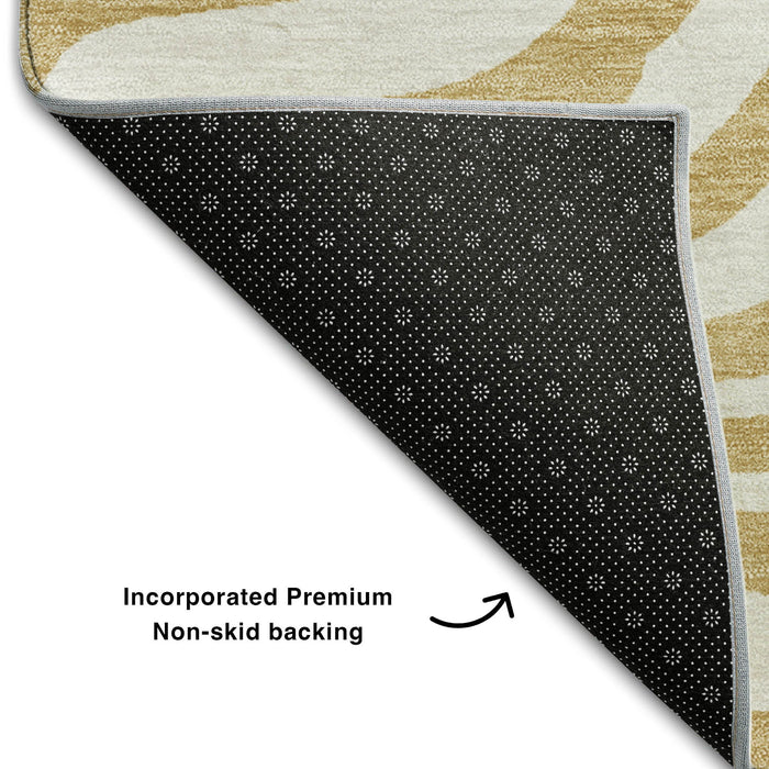 10' X 14' Animal Print Washable Area Rug With UV Protection (681767) - Gold / Ivory
