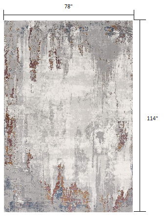 7' x 10' Modern Abstract Area Rug - Gray And Ivory