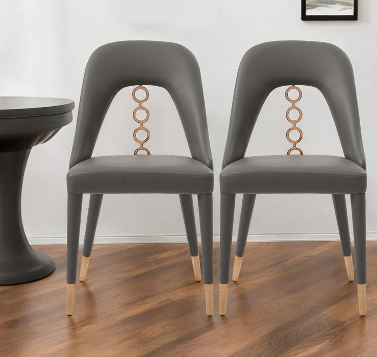 Upholstered In Faux Leather Dining Side Chairs (Set of 2) - Gray