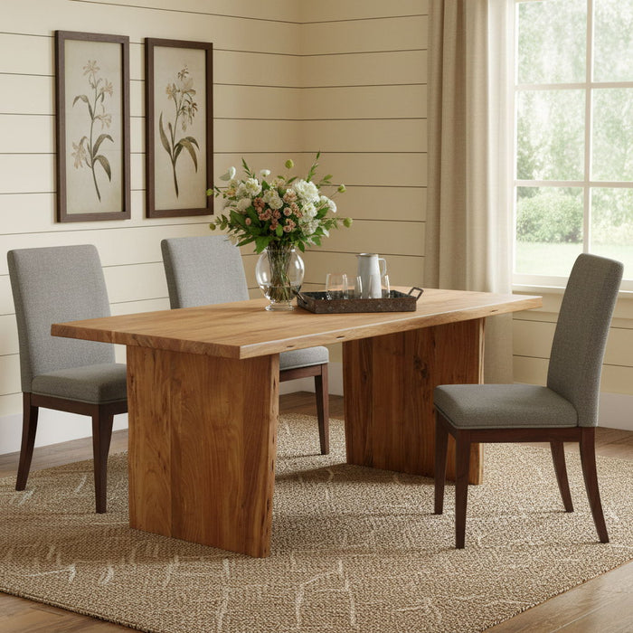 72" Solid Wood Live Edge Sled Base Dining Table - Natural