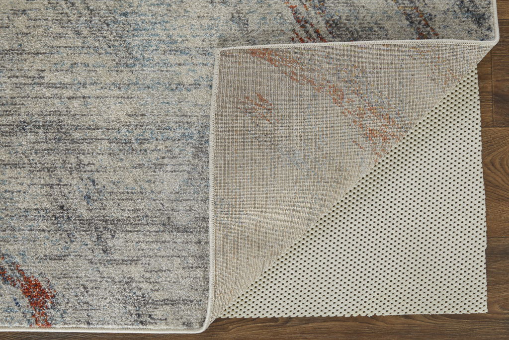 10' x 14' Abstract Power Loom Stain Resistant Area Rug - Ivory Orange And Blue