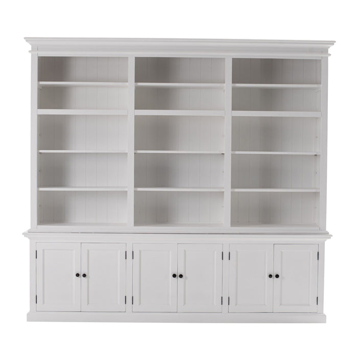 Solid Wood Frame Dining Hutch With Multiple Shelves And Three Drawers - White