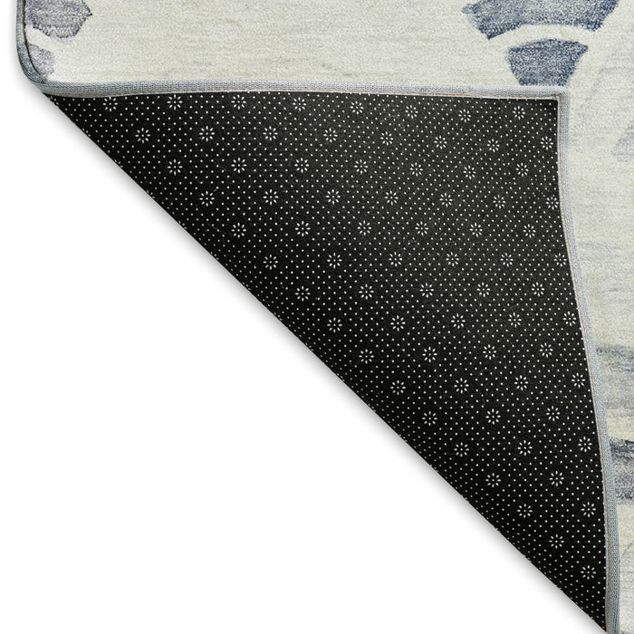 8' X 10' Geometric Washable Area Rug With UV Protection (645808) - Blue / Ivory / Gray
