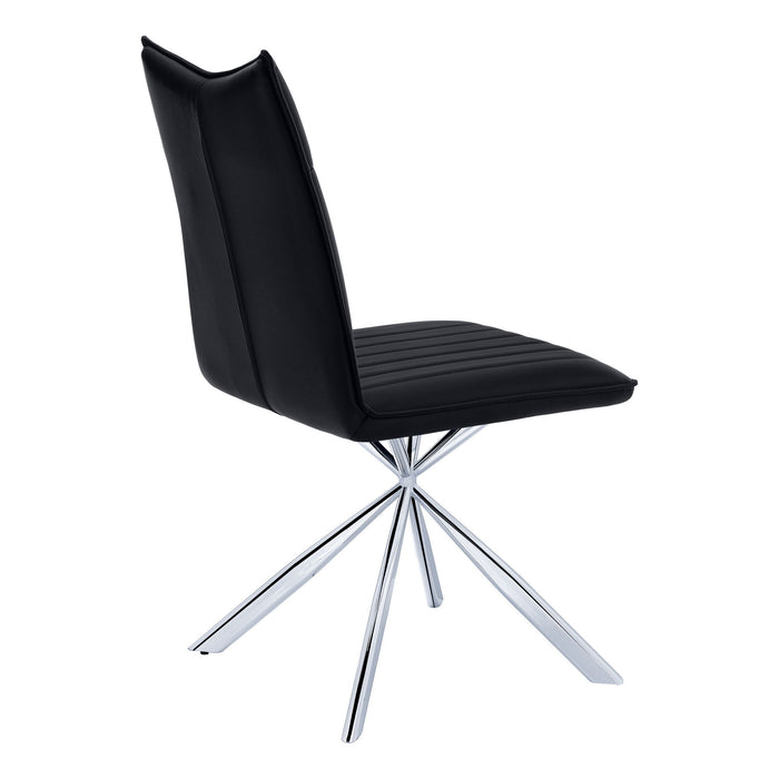Tufted And Upholstered Faux Leather Dining Parsons Chairs (Set of 2) - Black