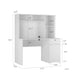 White Giga executive computer desk with hutch, bookshelf, drawers, 3 AC outlets, 2 USB ports, ideal for home office or study.