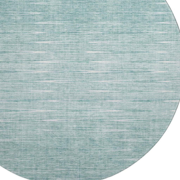 8' Abstract Washable Round Rug Polyester With UV Protection - Aqua And Teal