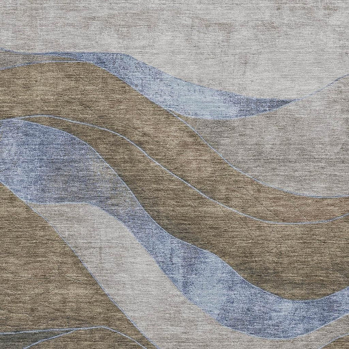 10' X 14' Abstract Washable Area Rug With UV Protection (707167) - Taupe / Blue