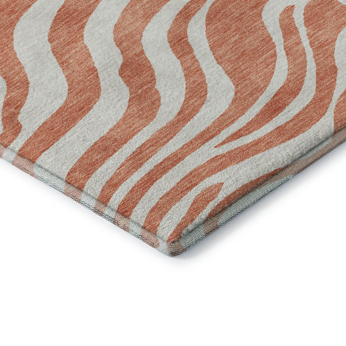 10' X 14' Animal Print Washable Area Rug With UV Protection (681755) - Coral / Ivory