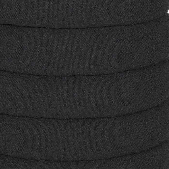 Boucle Round Storage Ottoman - Black