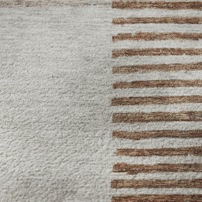 10' X 14' Geometric Washable Area Rug With UV Protection (710628) - Taupe / Ivory / Rust