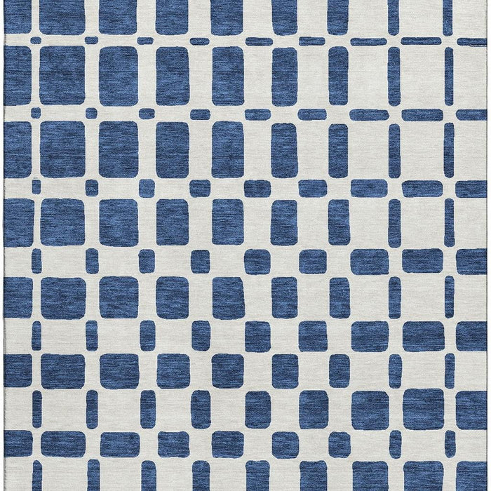 10' X 14' Geometric Washable Area Rug With UV Protection (669294) - Navy Blue / Ivory