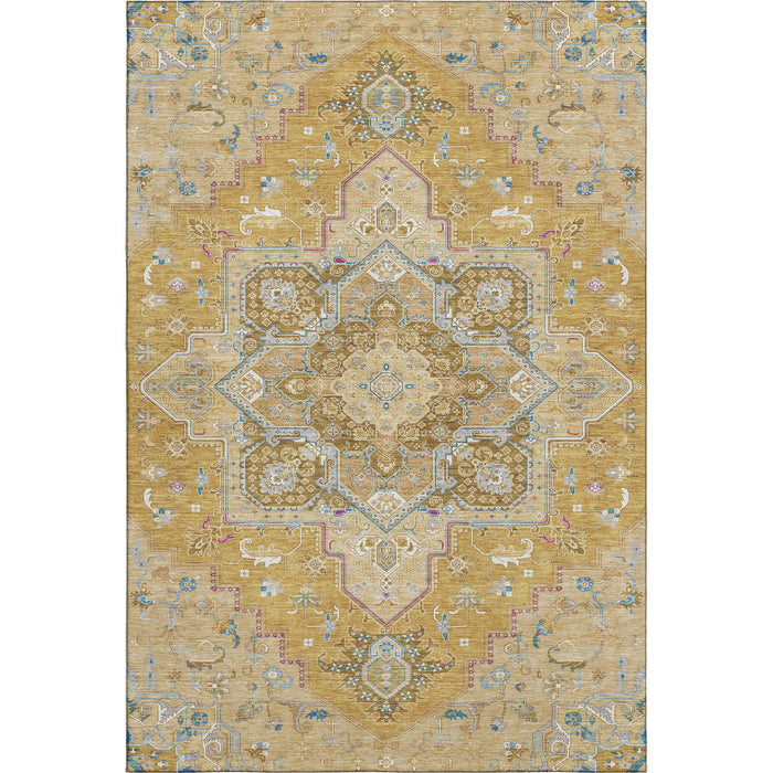 10' X 14' Oriental Washable Area Rug With UV Protection (681311) - Gold / Blue / Gray