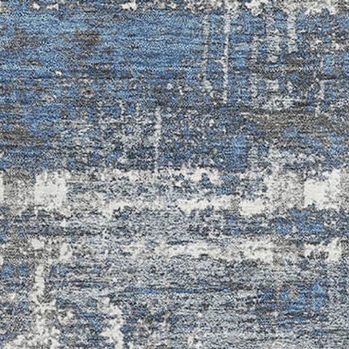 10' X 14' Geometric Washable Area Rug With UV Protection (709714) - Denim Blue / Gray / Ivory