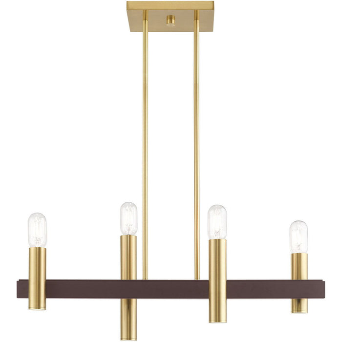 Four-Light Dimmable Chandelier With Shades - Bronze