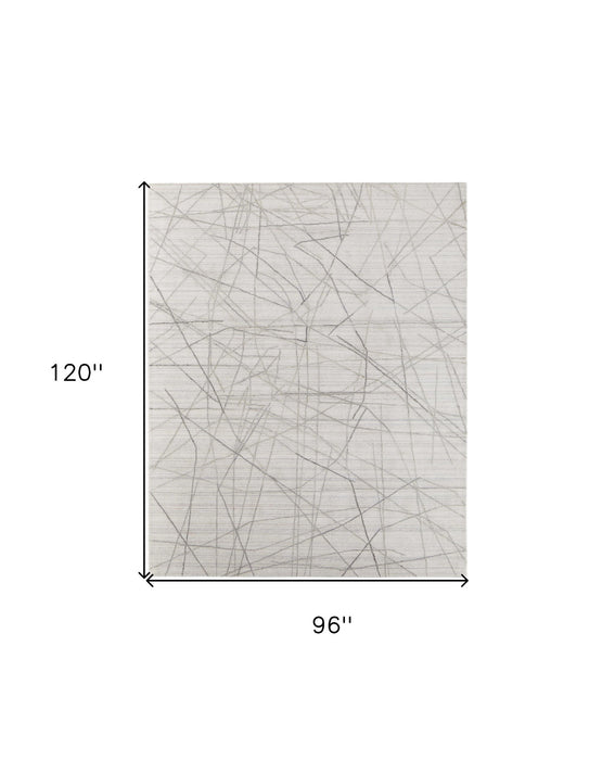 8' x 10' Abstract Hand Woven Wool Blend Area Rug - Gray And Ivory