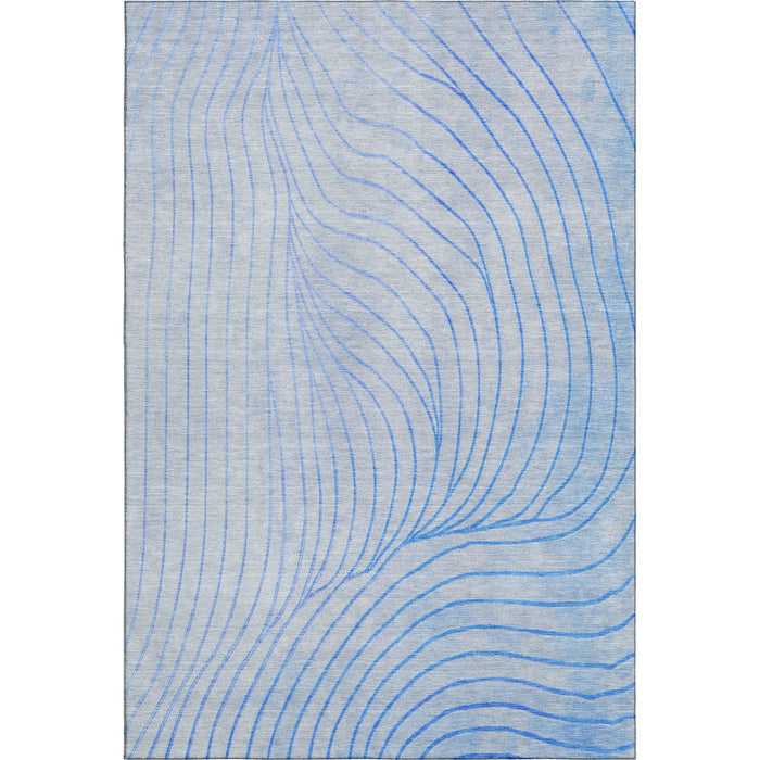 10' X 14' Abstract Washable Area Rug With UV Protection (718097) - Blue / Silver