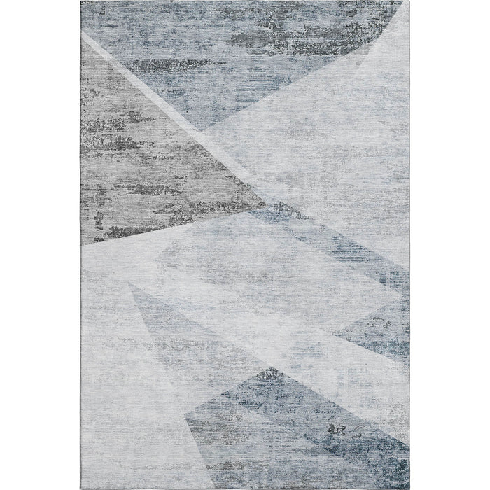 9' X 12' Geometric Washable Area Rug With UV Protection - Sky Blue