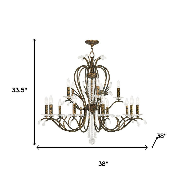 Multi Light Metal Dimmable Chandelier With Shades - Bronze / Clear