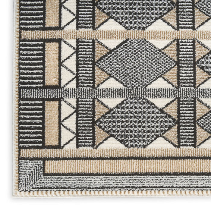 5' X 7' Geometric Power Loom Area Rug (572697) - Black