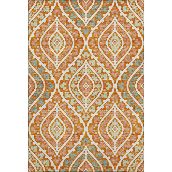 10' X 14' Diamond Washable Area Rug With UV Protection - Orange