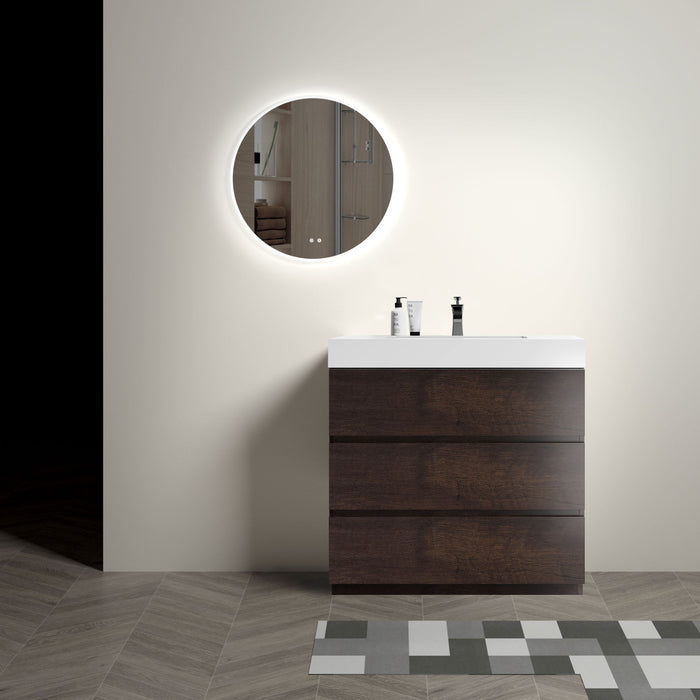 Giga Alice bathroom vanity with large storage, freestanding design, one-piece sink basin, modern style, no drain or faucet included.