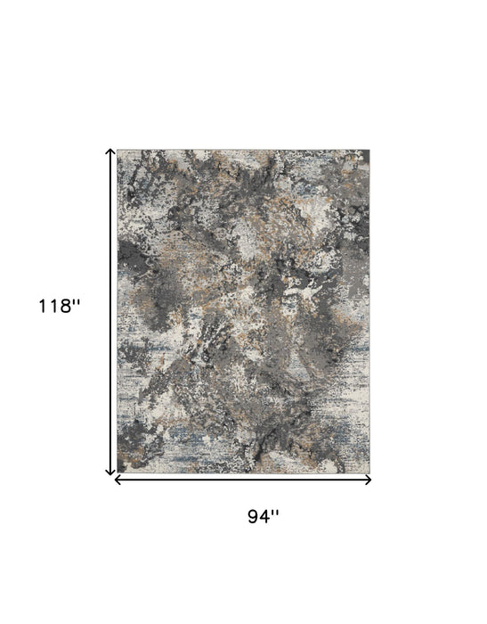 8' X 10' Abstract Area Rug (551126) - Ivory / Gray / Orange