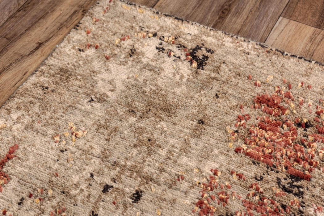 8' X 10' New Zealand Lambs Wool Abstract Hand Carved Handmade Area Rug (748017) - Green / Copper / Beige