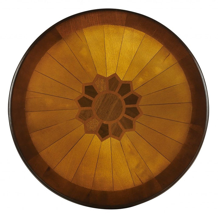 With Maple Inlay Round Accent Table - Cherry