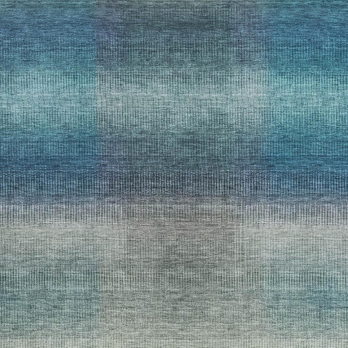 10' X 14' Striped Washable Area Rug With UV Protection (699604) - Blue / Copper / Gray