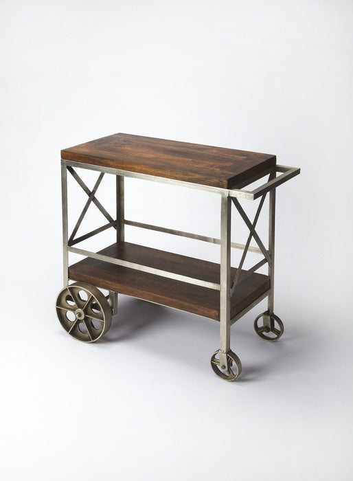 Vintage Style Rolling Server Bar Cart - Dark Brown