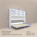 Modern Giga twin size horizontal Murphy bed with shelf storage, white wall bed with hidden space-saving design and gas strut mechanism.